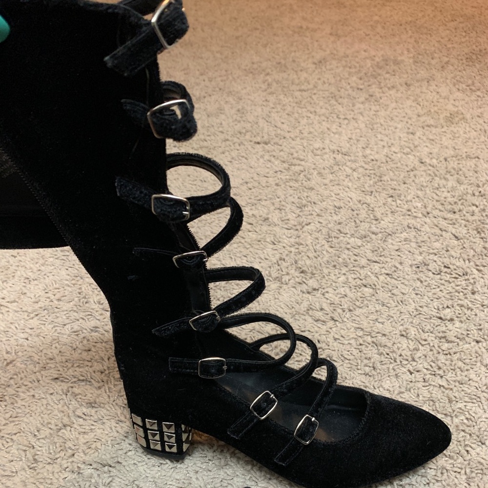 RARE Current Mood Studded Heel Velvet Shoes